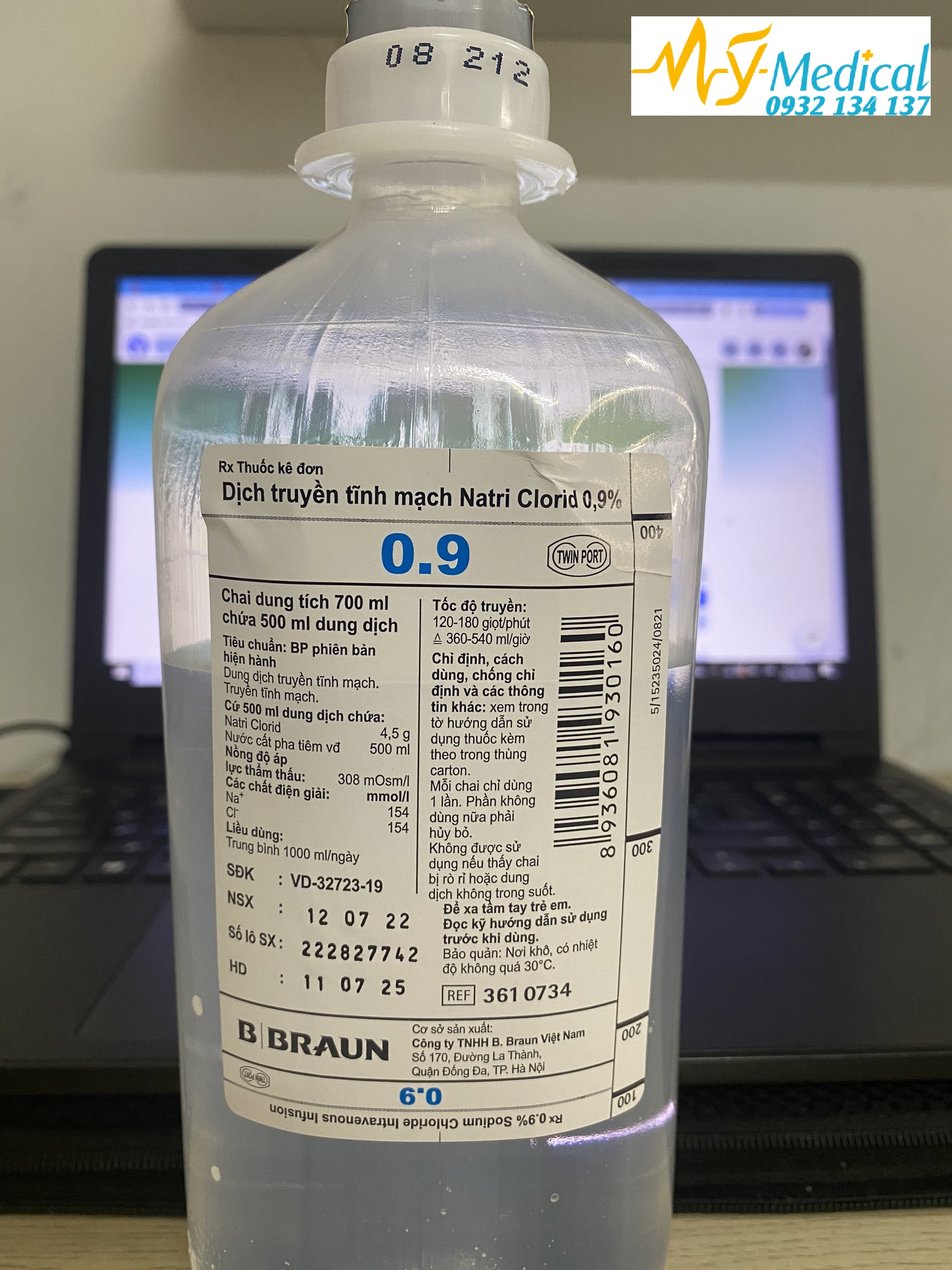 Muối truyền tĩnh mạch 0.9% B.Braun 500ml